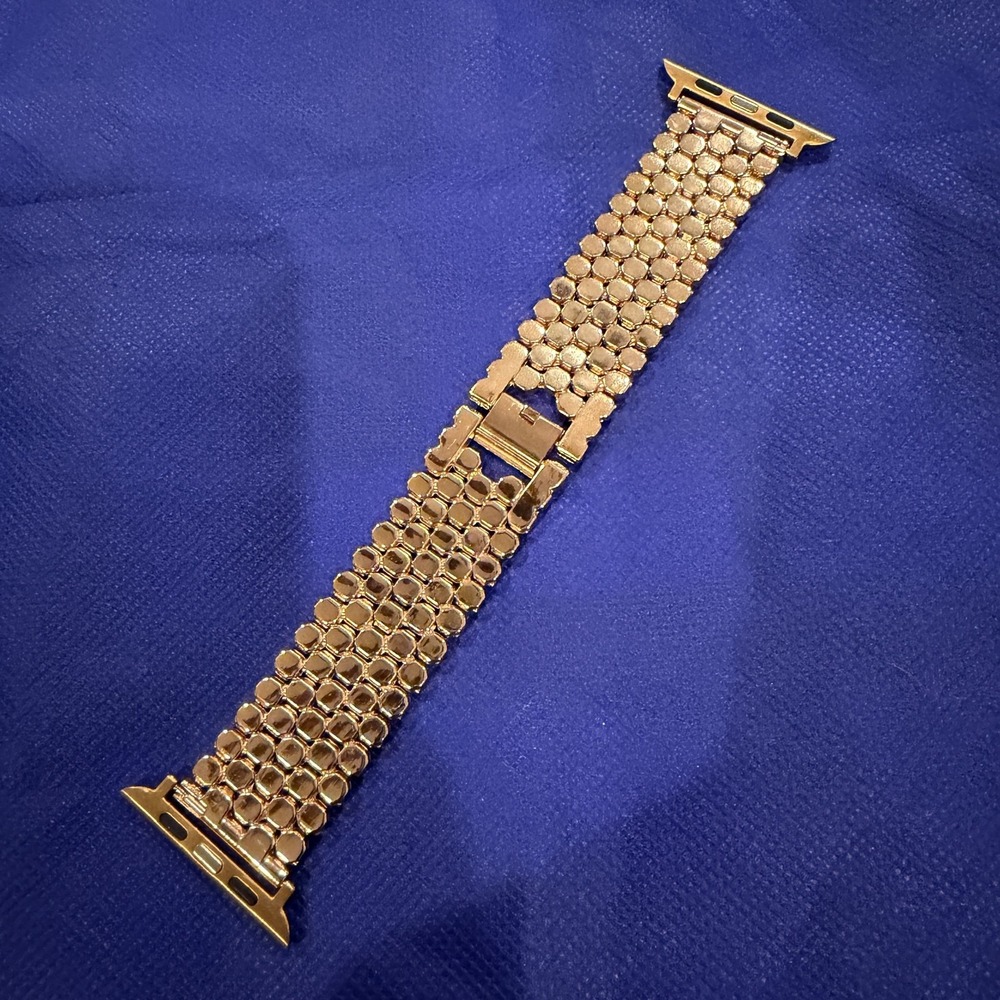 Apple Watch Band Rose Gold Tone Stainless Steel Bracelet Strap Foldover Clasp